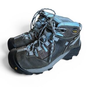 KEEN Targhee II Mid Waterproof Hiking Boots Outdoor Gray Blue Size 7.5